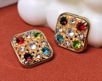 5pcs Rhinestone button，jewel button，fashion coat buttons，decorative buttons，clothing accessories，High quality button，Coloured diamond button