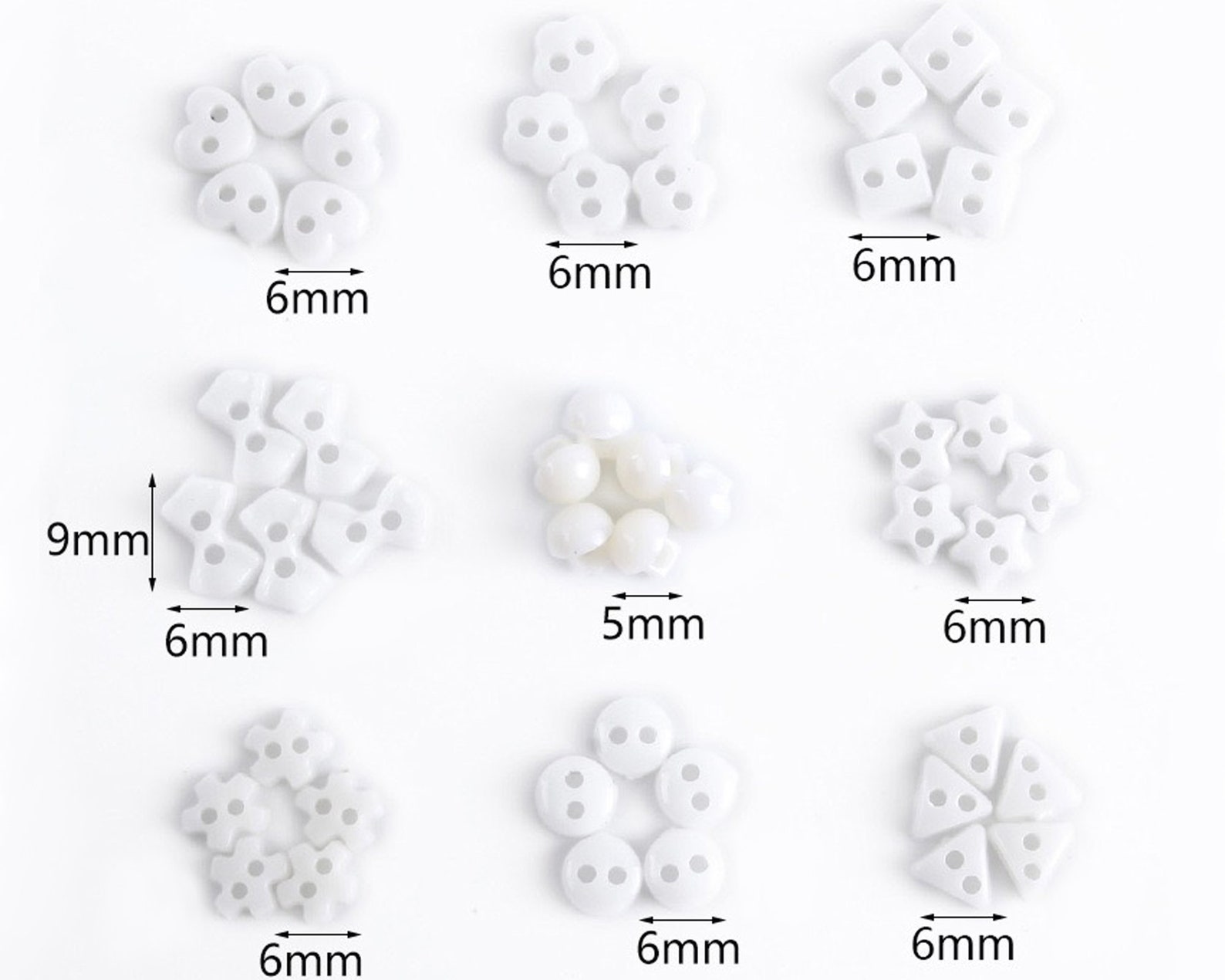 Micro Button White 6mm Micro Mini Button-geometric Buttons-super Tiny White Plastic Button ...