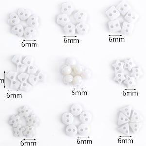 6 mm Micro Mini Guzik-Geometryczne guziki-Super Tiny biały Plastikowy Guzik-Guziki Lalki Lalki Materiały Rzemieślnicze Do Szycia-Barbie BJD Lalka Ubranka Imda