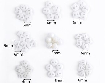 6 mm Micro Mini Guzik-Geometryczne guziki-Super Tiny biały Plastikowy Guzik-Guziki Lalki Lalki Materiały Rzemieślnicze Do Szycia-Barbie BJD Lalka Ubranka Imda