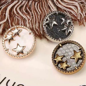 5PCS New vintage court-style buttons, sun/moon and stars pearl buttons, Gold round buttons，fashion coat buttons，Sewing clothing accessories