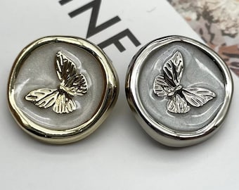 5PC Drop gum Butterfly buttons，fashion coat button，decorative button，clothing accessories，High quality button，Earrings buttons，Silver button