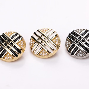 5pcs Round metal buttons，Pearl buttons, fashion coat buttons， decorative buttons，clothing accessories，High quality button，Jewelry buttons