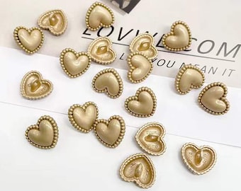 10pcs Gold Heart metal buttons，fashion coat buttons， decorative buttons，clothing accessories，High quality button，Texture button，Mom's gift