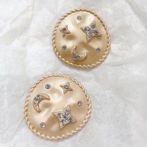 5PCS New vintage court-style buttons, sun/moon and stars pearl buttons, Gold round buttons，fashion coat buttons，Sewing clothing accessories