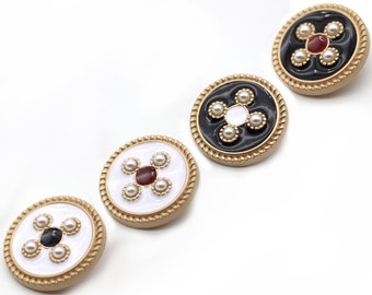 5pcs Round metal buttons，Pearl flower buttons, fashion coat buttons， decorative buttons，clothing accessories，High quality button，Mom's gift