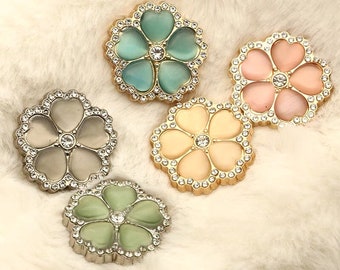 5pcs Flower inlaid diamond metal buttons, rhinestone buttons, fashion coat buttons，crystal buttons, decorative buttons, clothing accessories