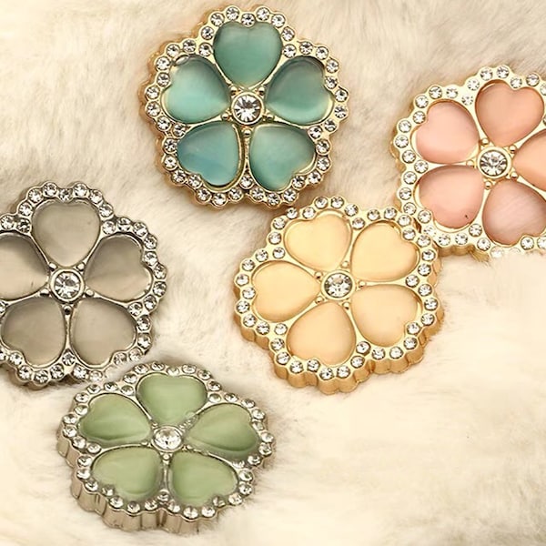 5pcs Boutons en métal diamanté incrustés de fleurs, boutons en strass, boutons de manteau de mode, boutons en cristal, boutons décoratifs, accessoires vestimentaires