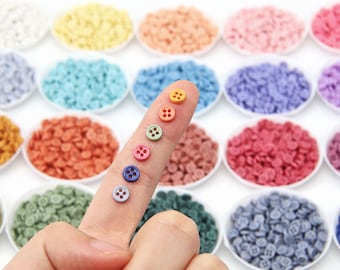 6mmマイクロミニボタン - 4穴ボタン - 極小丸型プラスチックボタン - 人形用ボタン 人形用縫製クラフト用品 - バービー BJD Imda 人形用服