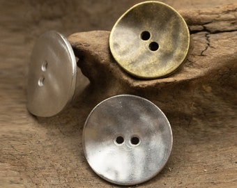 5PCS Irregular vintage button Fashion Sewing Buttons for Shirts Coats Sweaters，Bronze curved metal buttons, vintage silver buttons