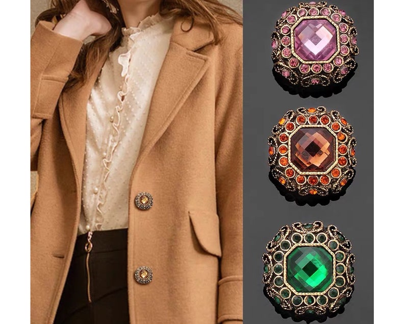 5pcs Rhinestone buttonjewel buttonfashion coat buttonsdecorative buttonsclothing accessoriesHigh quality buttonLuxury buttons necklace image 3