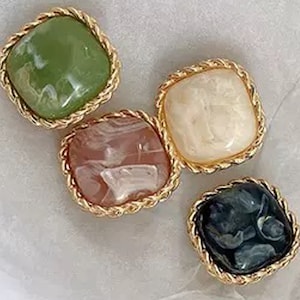 Bottoni quadrati da 5 pezzi, bottoni in metallo, bottoni per cappotti alla moda, bottoni decorativi, accessori per abbigliamento, bottoni di alta qualità, bottoni vintage, regalo per la mamma