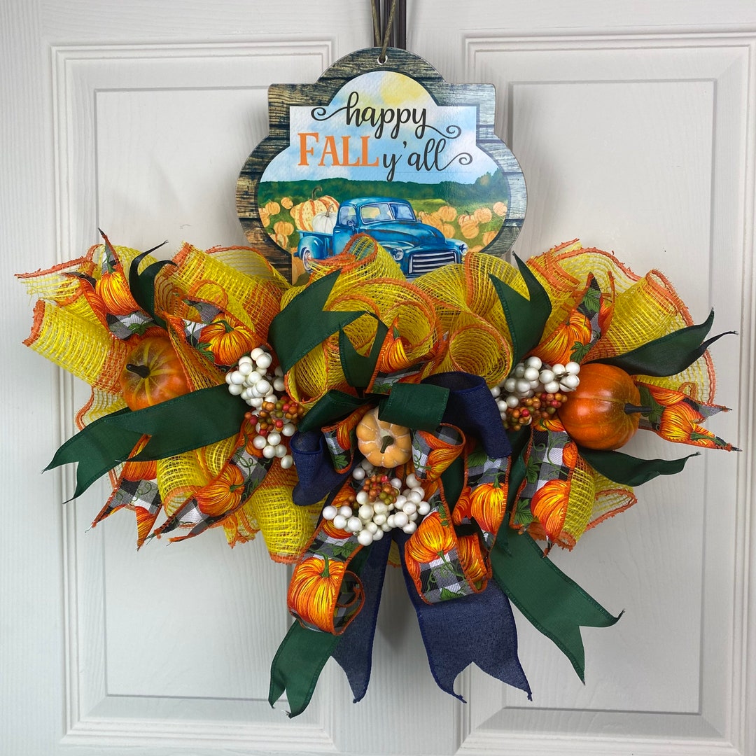 Fall Blue truck wall hanger Ready to Ship Pumpkin fall wall Etsy Italia