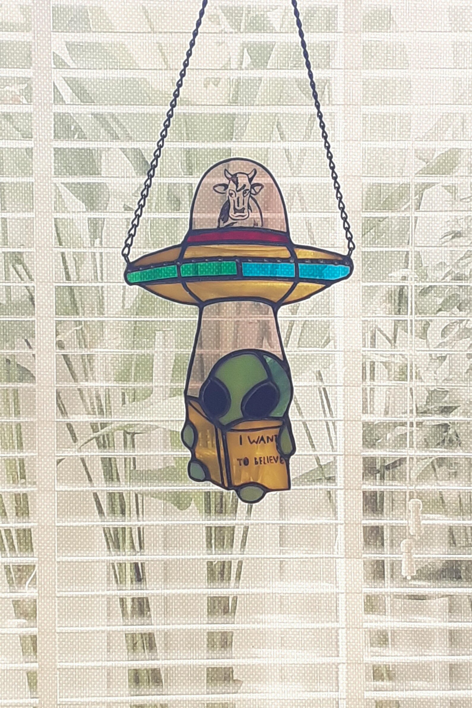 UFO Stained Glass Stained Glass Window Hangings Ufo Etsy