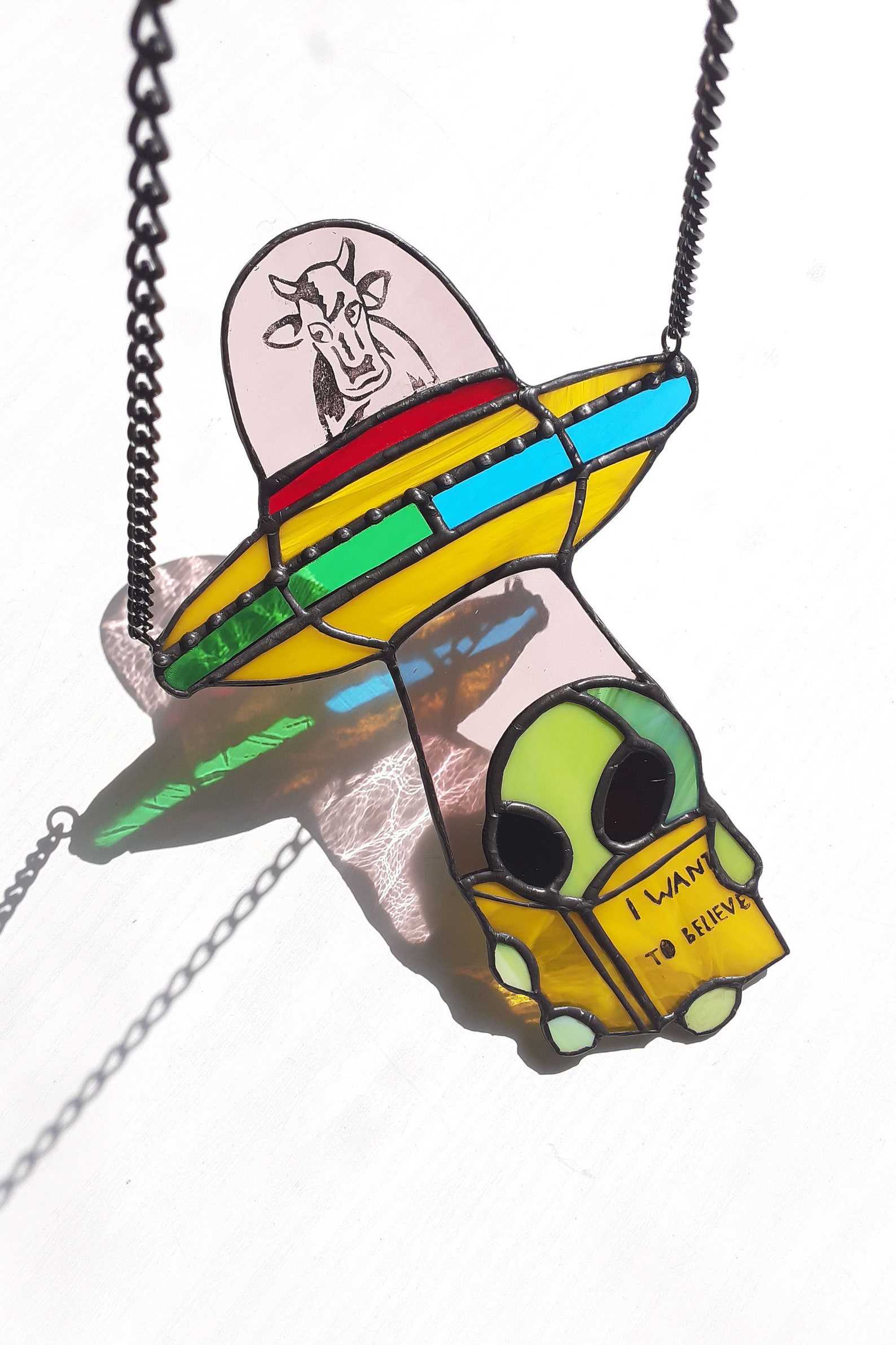 UFO Stained Glass Stained Glass Window Hangings Ufo Etsy