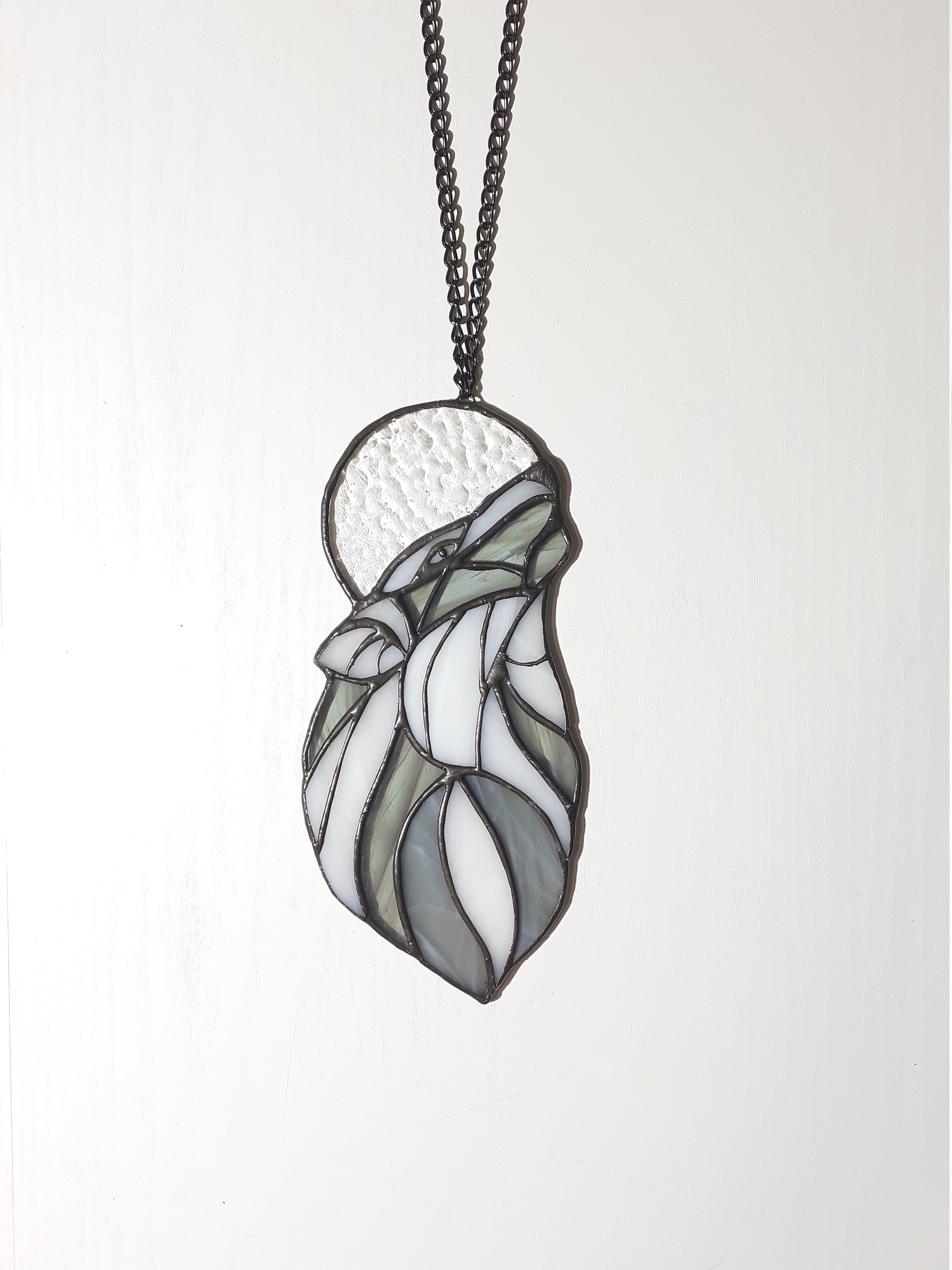 Wolf and Moon Stained Glass Suncatcher Howling Lunar Wolf Etsy