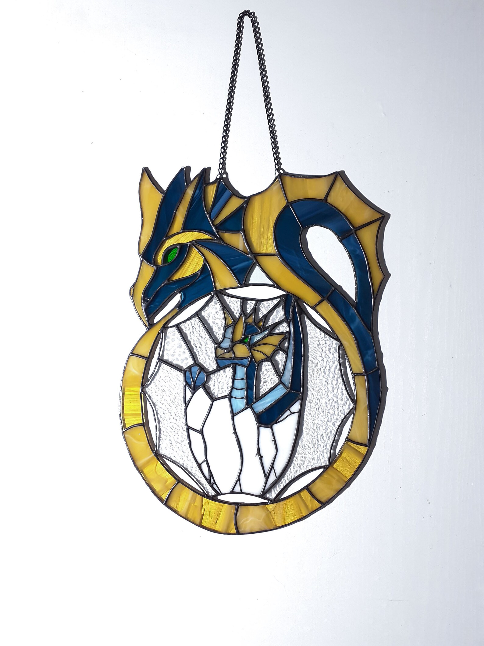 Dragon Stained Glass Suncatcher Window Hanging Glass Panel Etsy
