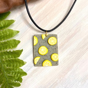 Lemon Slice Necklace Pendant | Handmade Polymer Clay Pendant | Unique Summer Statement Pendant