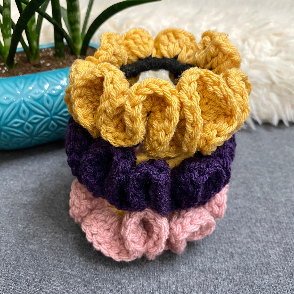 Flower Scrunchies Crochet Scrunchies Hair Accessories Etsy