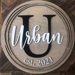 Family Name Sign || Round Family Name Sign || Wedding Gift || Anniversary Gift || Established Sign || Closing Gift || Wedding Shower Sign