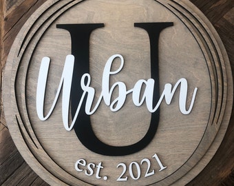Family Name Sign || Round Family Name Sign || Wedding Gift || Anniversary Gift || Established Sign || Closing Gift || Wedding Shower Sign