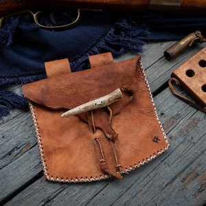 Handmade Shot Pouch, Bark Tan Buckskin, Native Style, Mountain Man, Muzzleloader Gear
