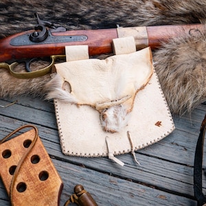Handmade Shot Pouch, Indian Tan Buckskin, Native Style, Mountain Man, Muzzleloader Gear