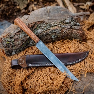Handmade Filet Knife, Fishing Knife, Recycled Bandsaw Blade