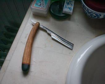 Hand Forged Straight Razor, Cherry and Irish Bog Oak Handle, File Steel