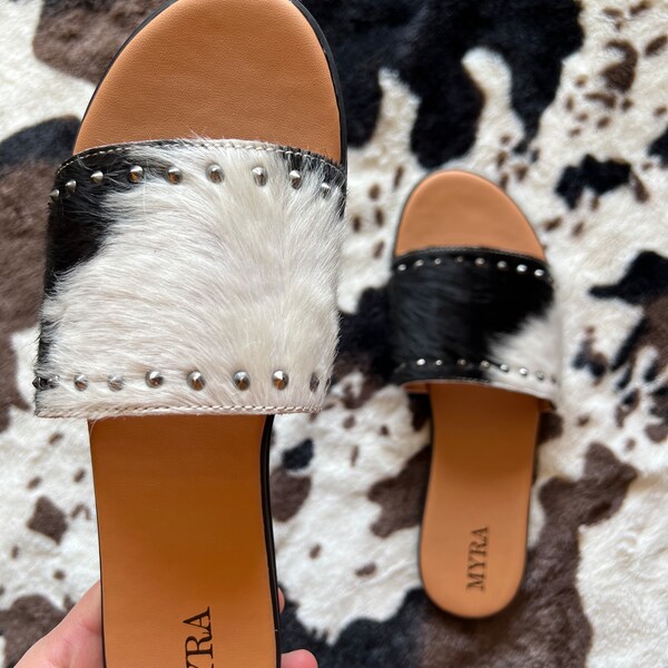 Cowhide Sandals Etsy