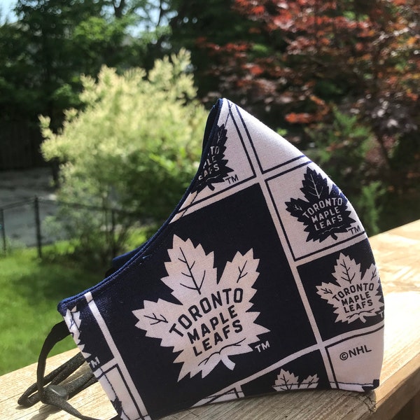 Toronto Maple Leafs Face Mask, Maple Leafs Mask, 100% Cotton, 3 Layers, Built in Filter, Adjustable Straps, Unisex, Adult size Face Mask