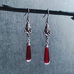 Red Teardrop Gothic Earrings