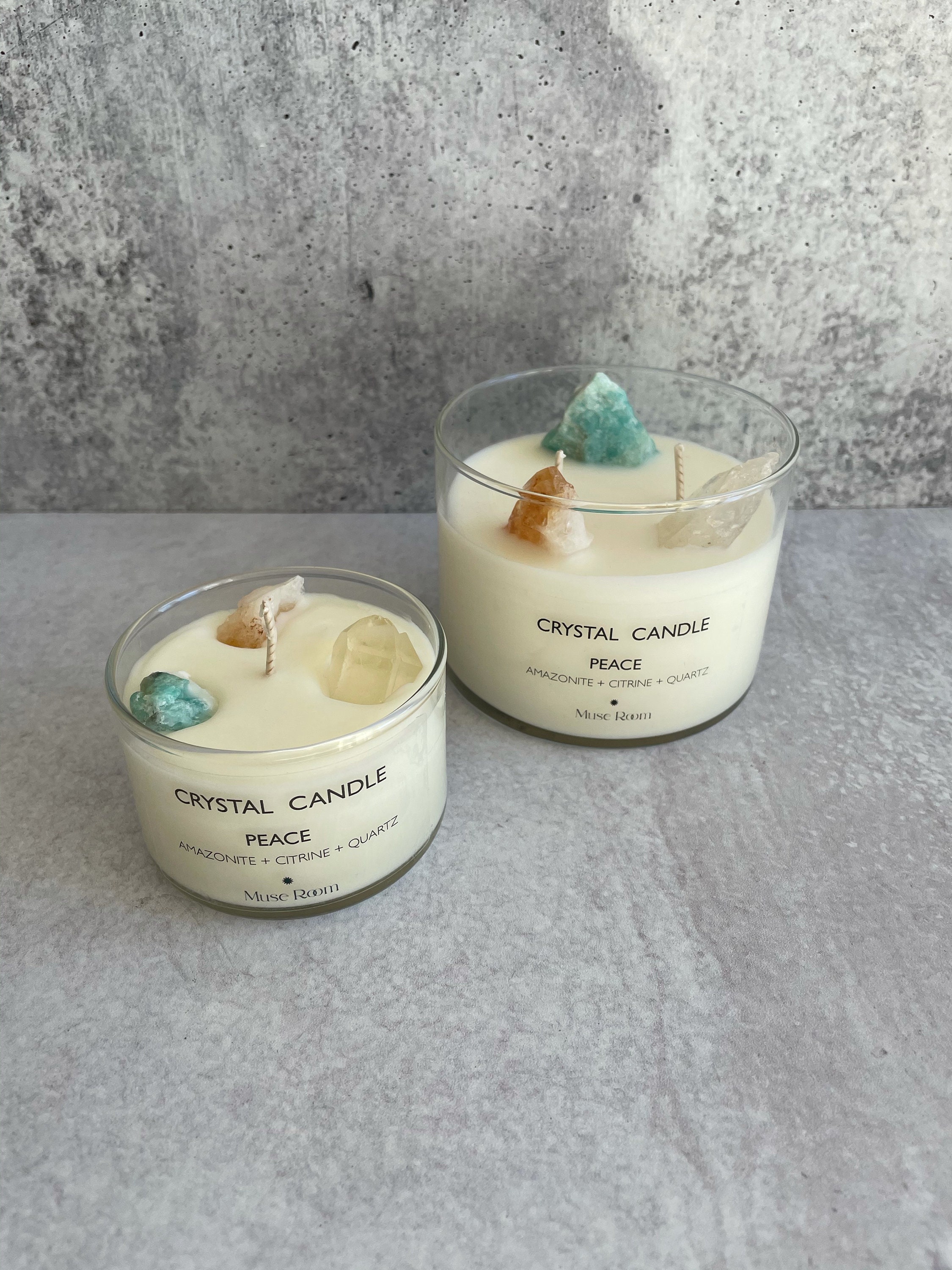 Crystal Candle 2 Wick 10 oz Peace Amazonite Candle Etsy