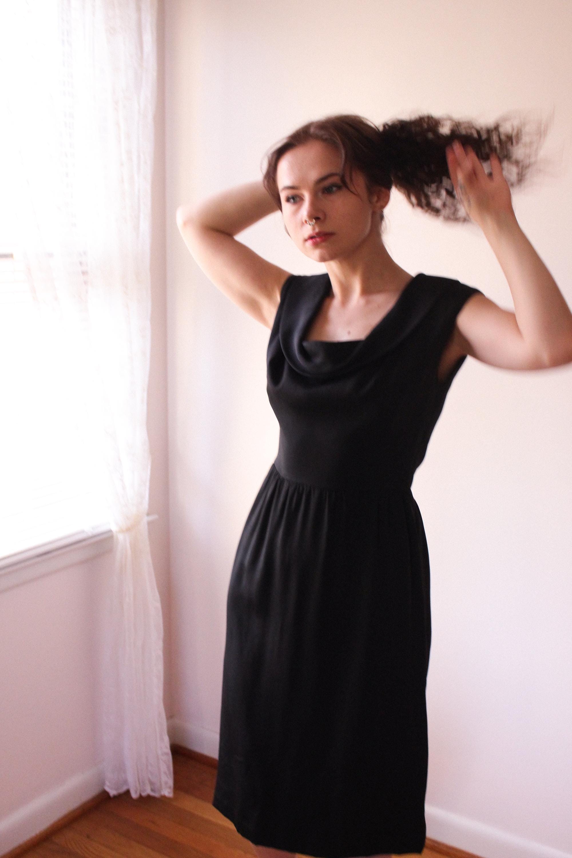 60er Jahre Vintage Schwarzes Kleid von Malcom Starr für Bergdorf Goodman