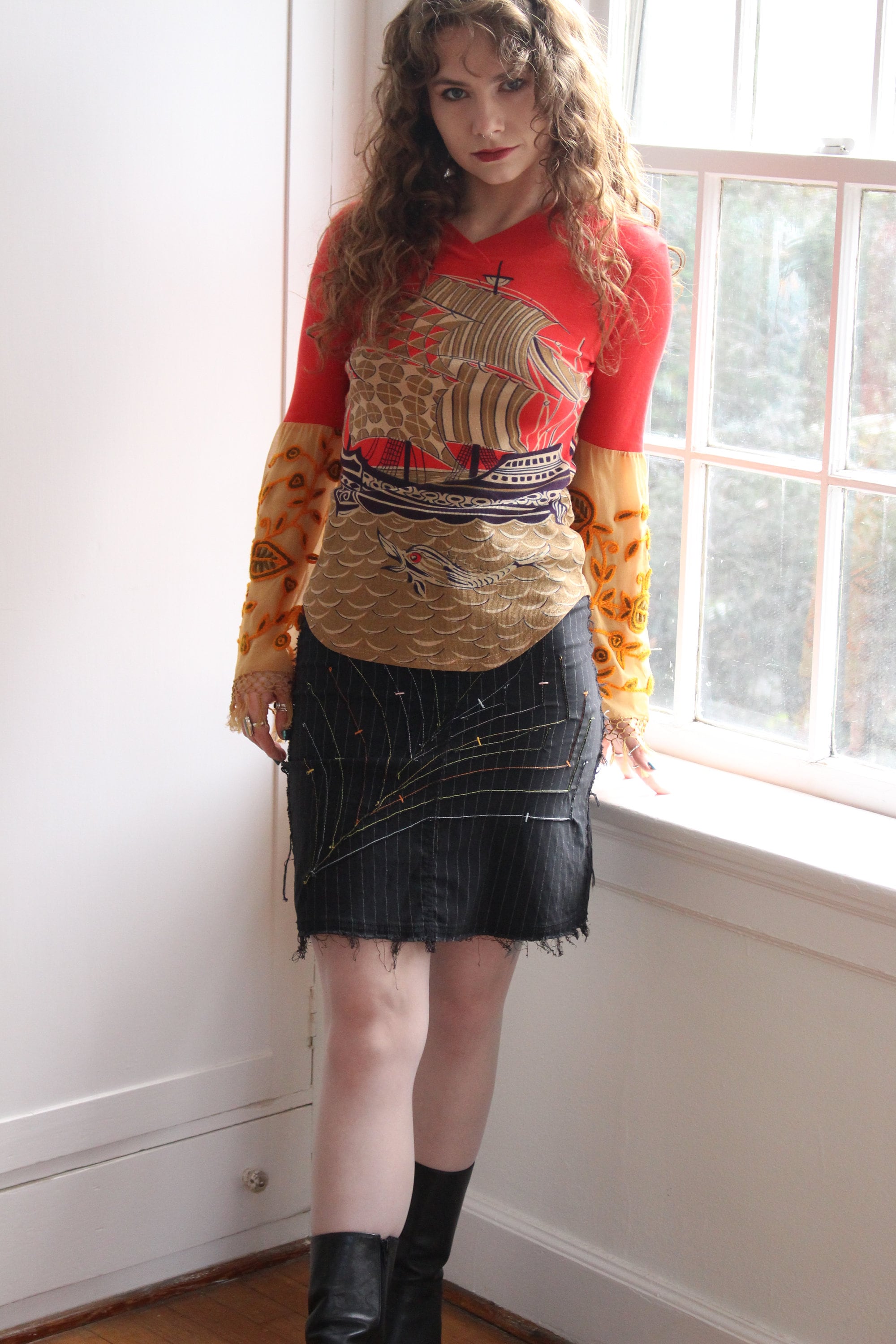 Y2K BEBE Blue Sequin Mini Skirt (S)