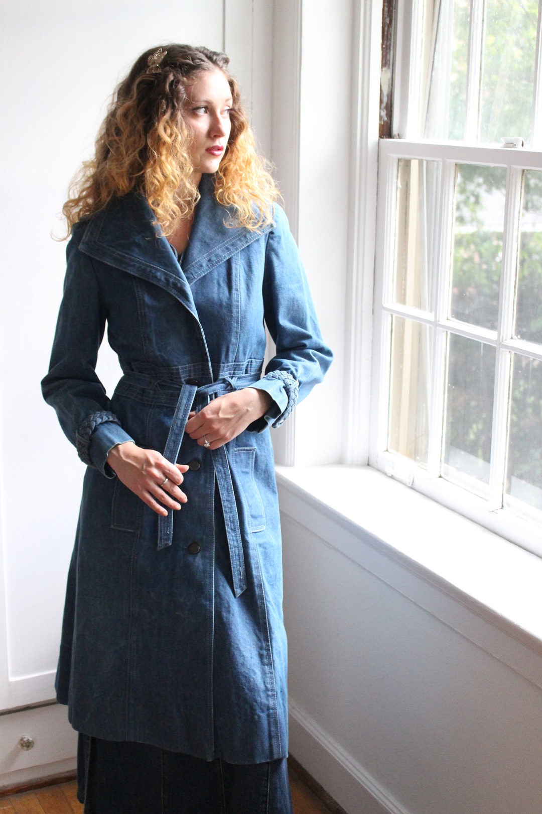 Vintage 70s Denim Trench Coat Curated by Groovy Haus - Etsy