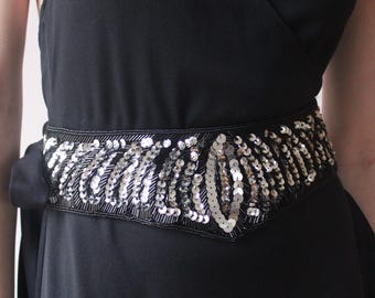 80s Sequin Beaded Belt  from Speyer Milor - Size Small