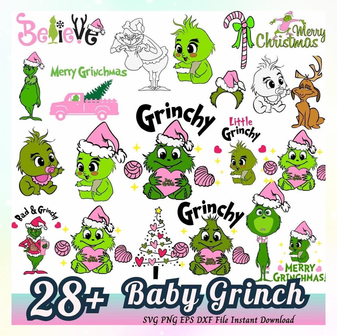 Cute Baby Grinch Clipart, Christmas Baby Grinch Svg Printable, Grinch