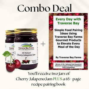 Cherry Jalapeno Jam (also known as pepper jam) - 2 Jars PLUS Printed Recipe Pairing Book (15 oz each)