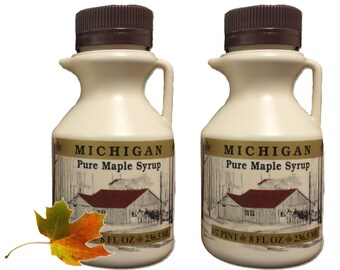Traverse Bay Farms 100% Maple Syrup from Michigan (2 Bottles) - 8 oz each.