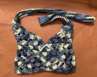 Crochet Granny Square Purse - "Blue"