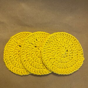 Yellow Crochet Coasters (set of 3)