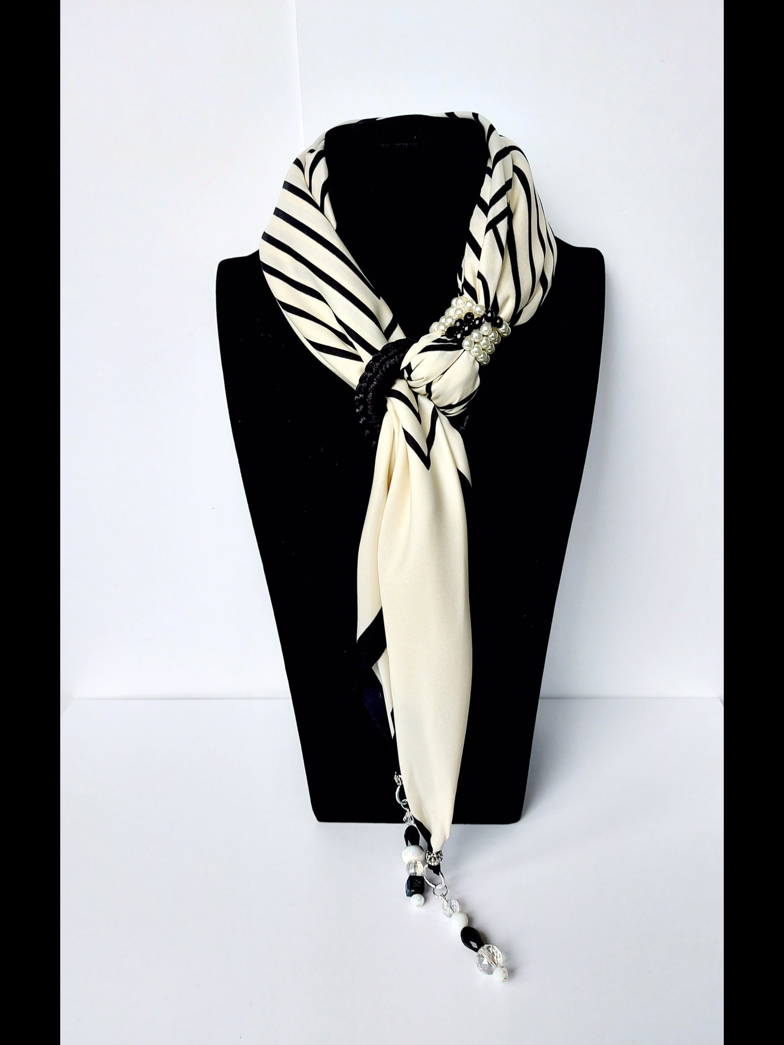 60 Black and White Silk Scarf Etsy UK