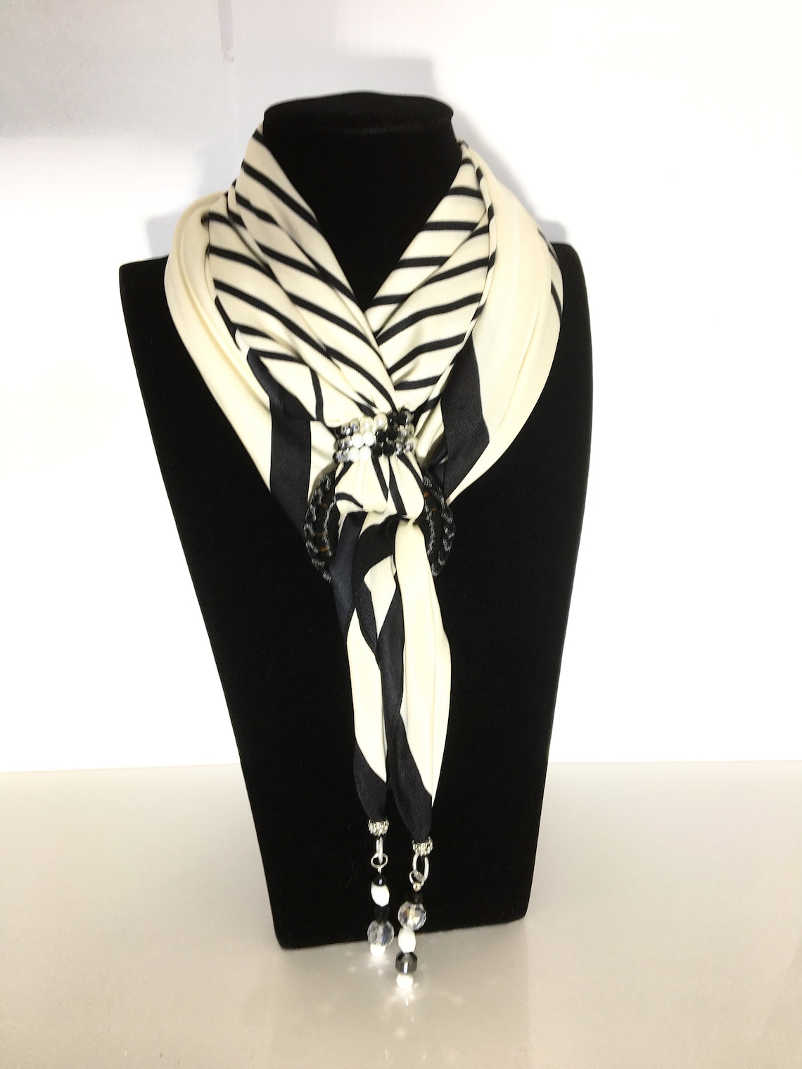 60 Black and White Silk Scarf Etsy UK