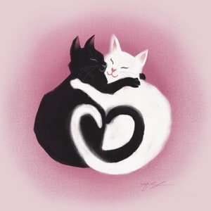 Cuddling Heart Kitty Print