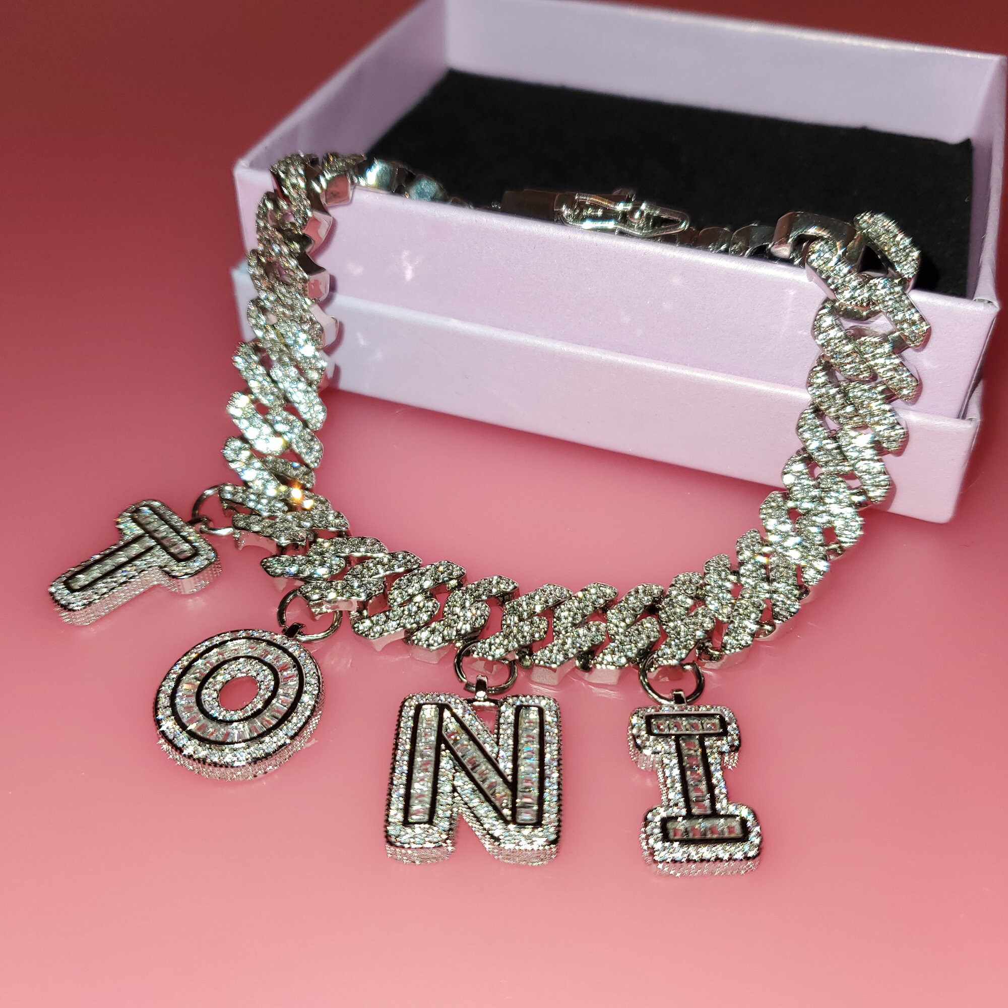 CUSTOM Name Anklet Custom Letters Anklet Blingbling Name Etsy