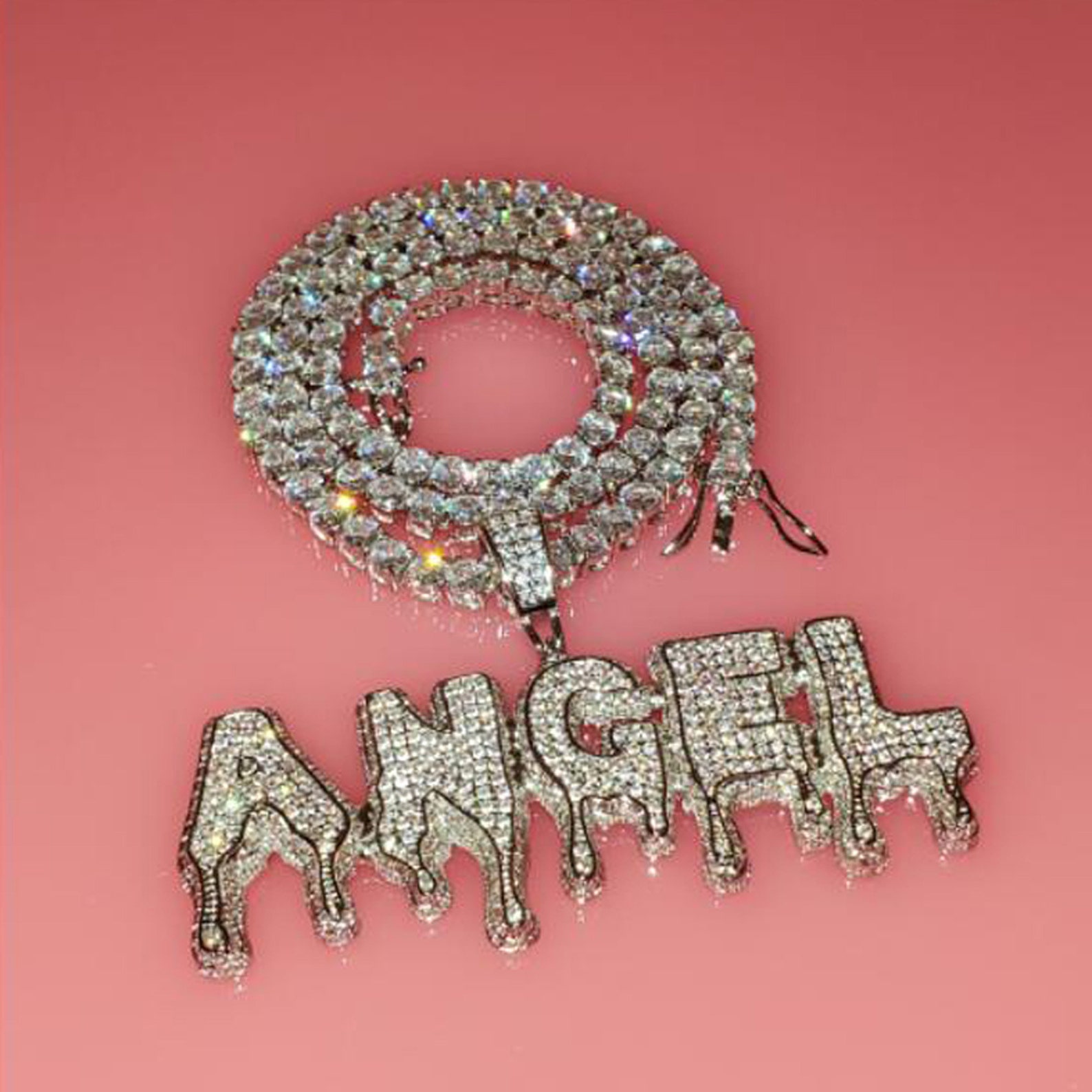 Icy Drip Letters Necklace Custom Nameplate Pendant with Etsy