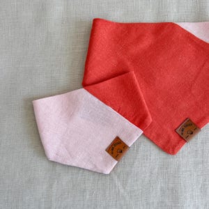 Orange & Pink Dog Bandana – Handmade Linen Snap-On Scarf for Small and Large Dogs