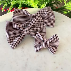 Crimson Noel Bow Tie – Festive Red Holiday Bow Tie for Dogs and cats - Burgundy white Bow Tie