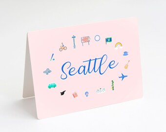wedding anniversary Seattle Washington A to Z Postcard new baby ABCsalphabet card for greeting housewarming teacher coworker